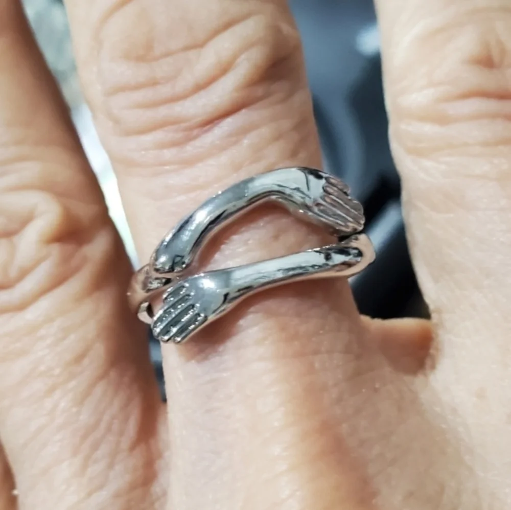 New Hugging Hands Ring Wrap Style Adjustable Embrace